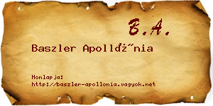 Baszler Apollónia névjegykártya